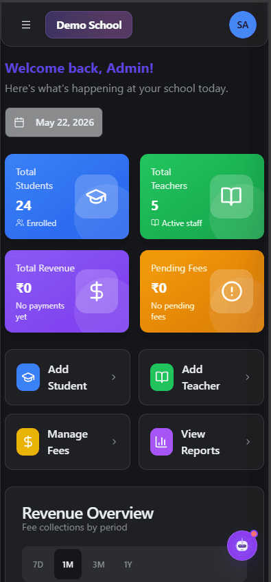Schools24 Mobile Dashboard